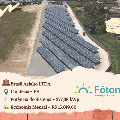 As Indústrias também tem grande beneficio com a implantação de geração solar. Na imagem temos uma usina solar instalada em industria de petróleo em Candeias.