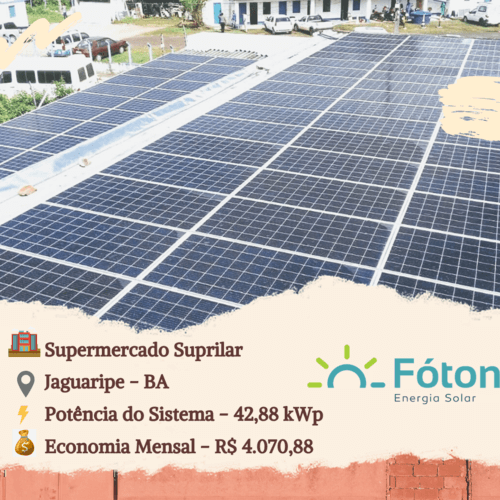 Jaguaribe também tem gerador fotovoltaico em seu principal supermercado.